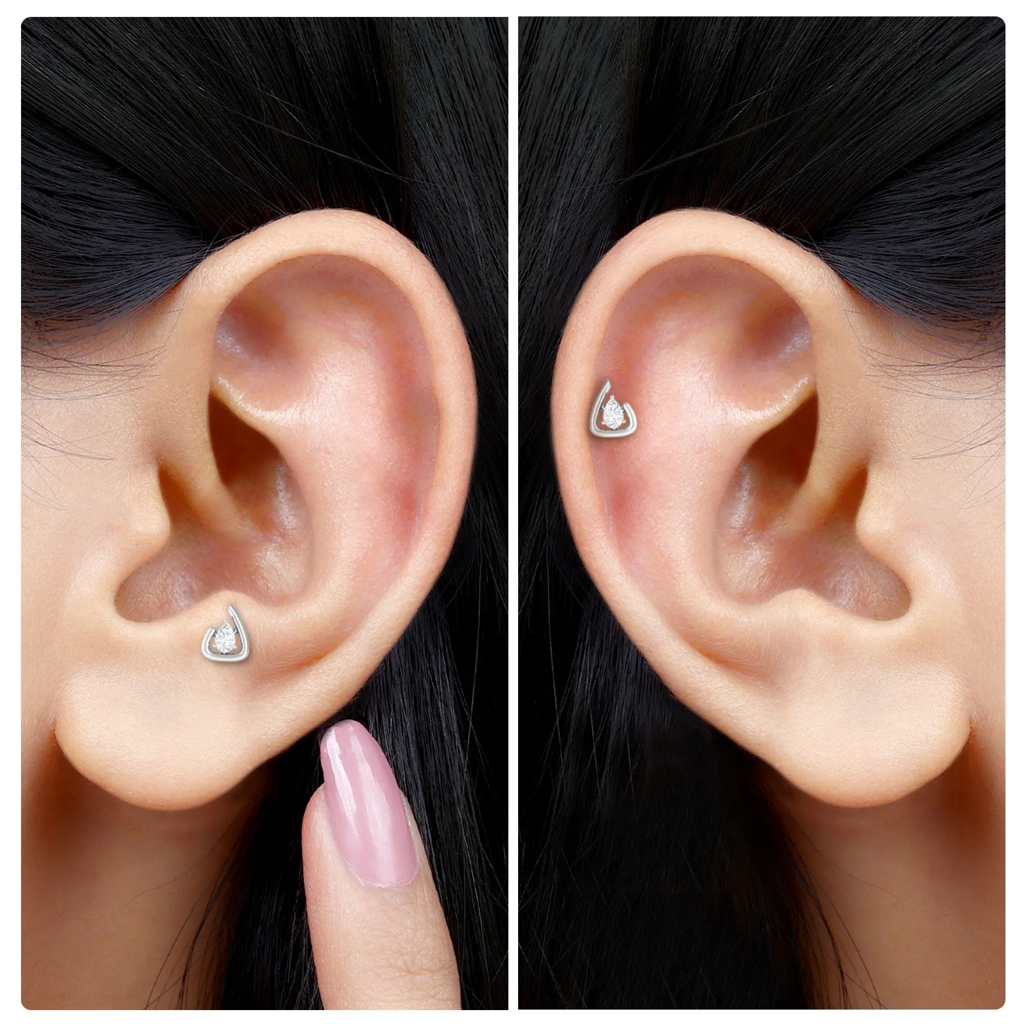 Contemporary Pear Cut Moissanite Cartilage Earring