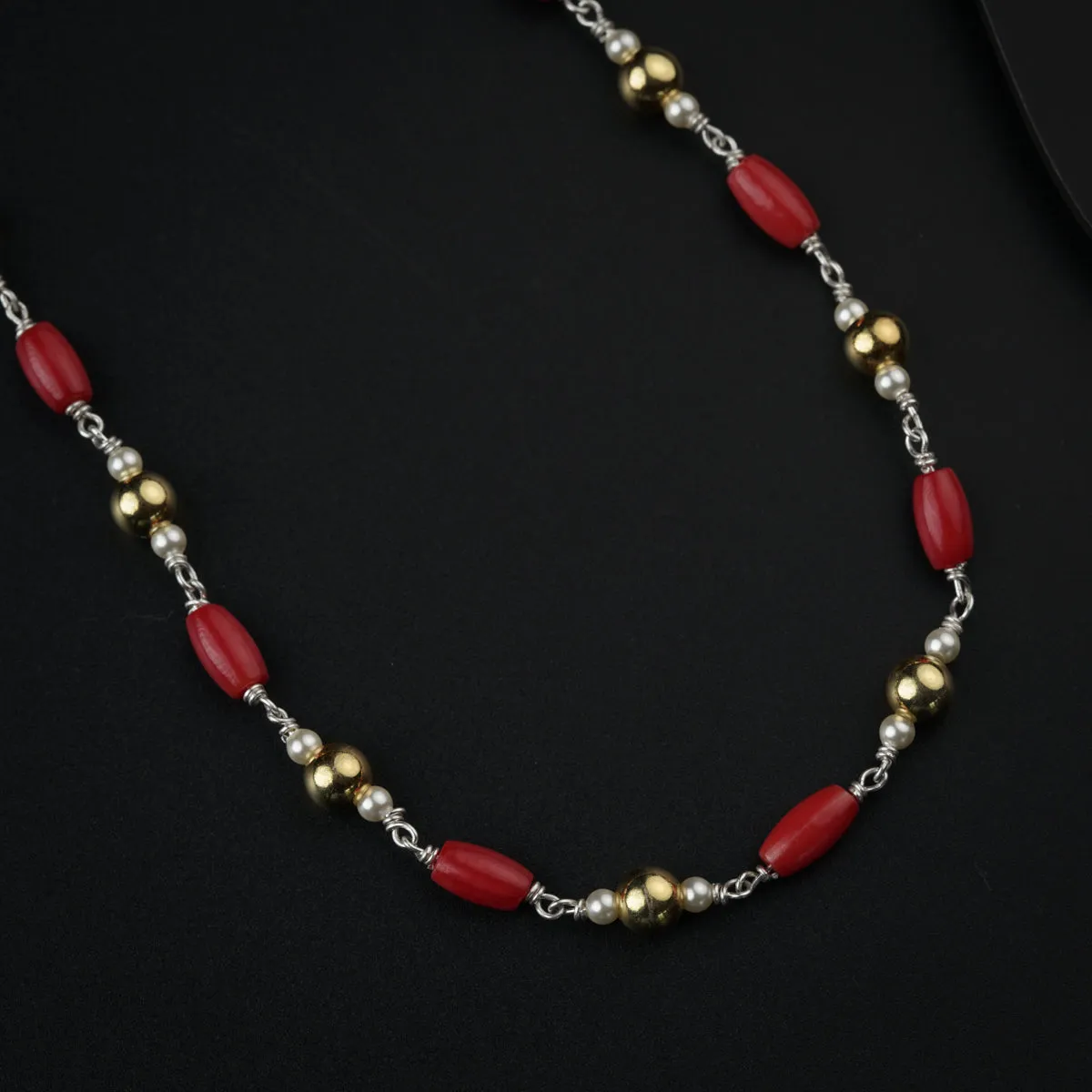 Coral Gold Plated Silver Chain (24 Inches)