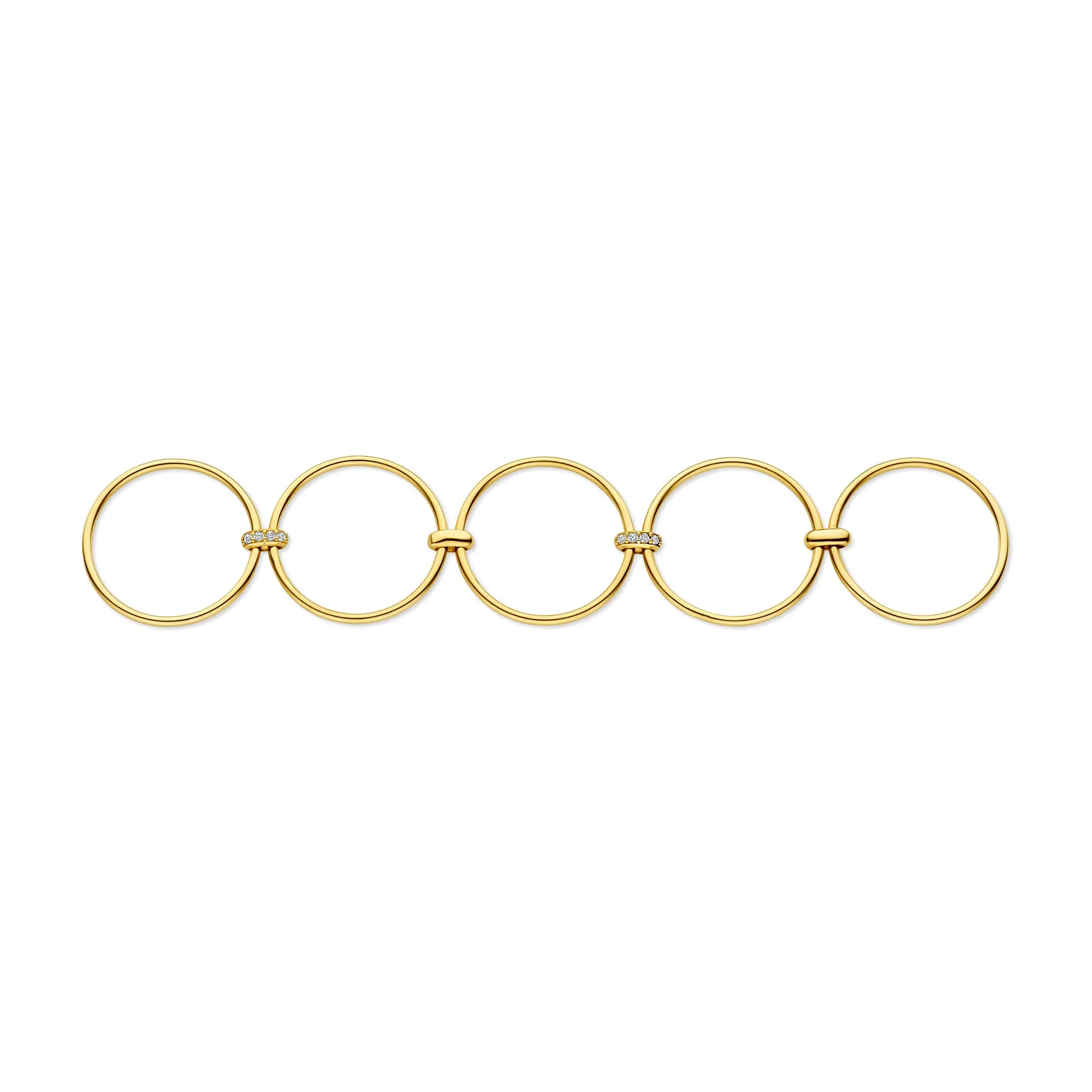 Cour d'Honneur Adora 14 karat golden 5-piece multiring with zirconia stones