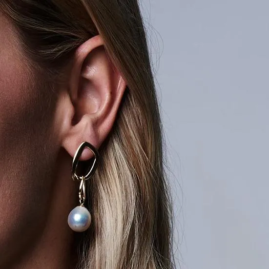 Credo chunky gold drop earrings with baroque cultured freshwater pearls