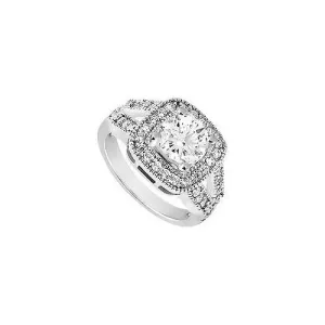 Cubic Zirconia Engagement Ring 10K White Gold 1.50 CT TGW