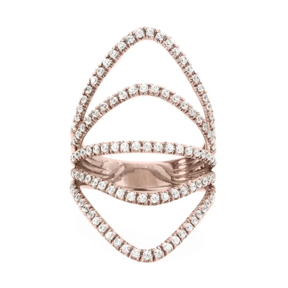 Curvy Diamonds Shield Lace Diamond Ring, Anniversary ring ♥