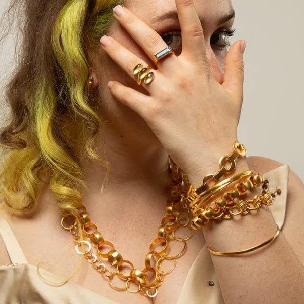 Cut Out Disc Chain Bracelet - Gold Plated Brass
