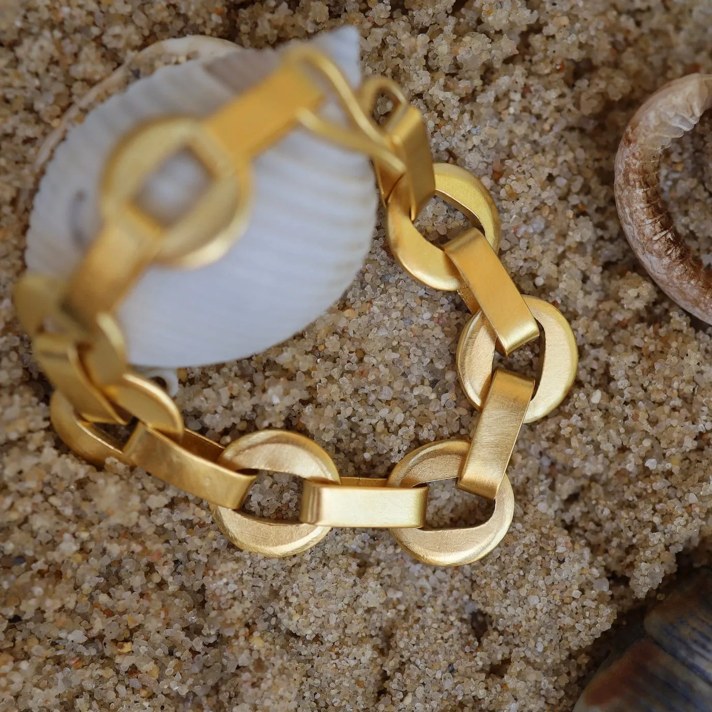 Cut Out Disc Chain Bracelet - Gold Plated Brass