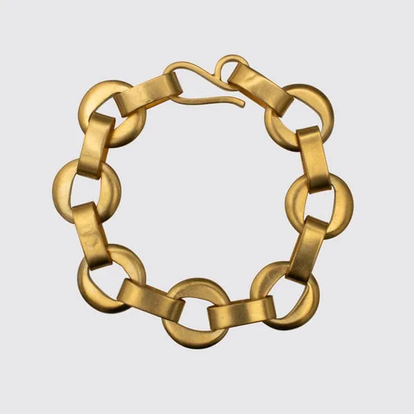 Cut Out Disc Chain Bracelet - Gold Plated Brass