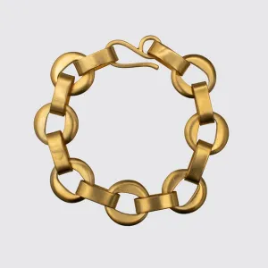 Cut Out Disc Chain Bracelet - Gold Plated Brass