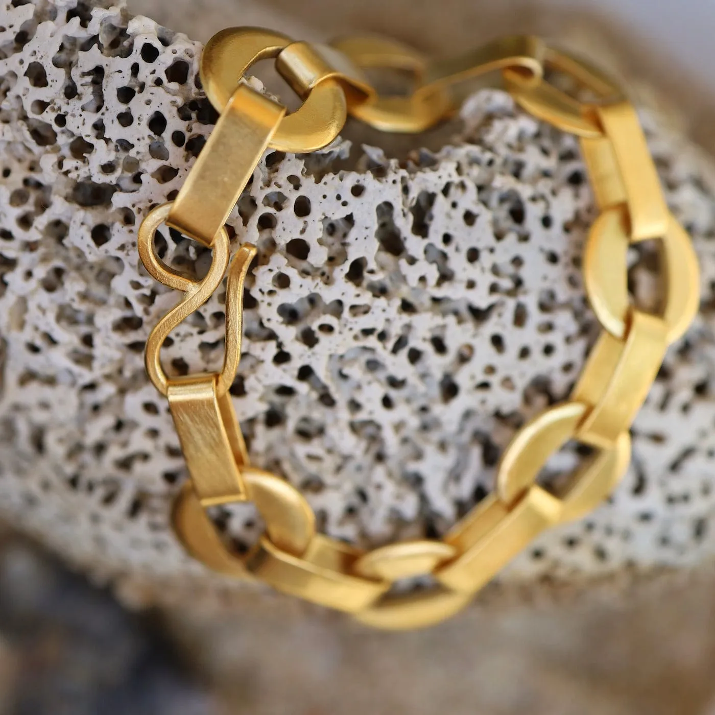 Cut Out Disc Chain Bracelet - Gold Plated Brass