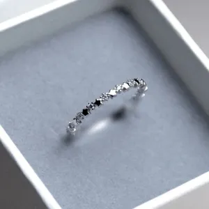 Cute Thin Silver Plated CZ Zircon Star Rings Wedding Engagement Party Gifts for Women Lady Girl Lover's Rings Fashion Jewelry