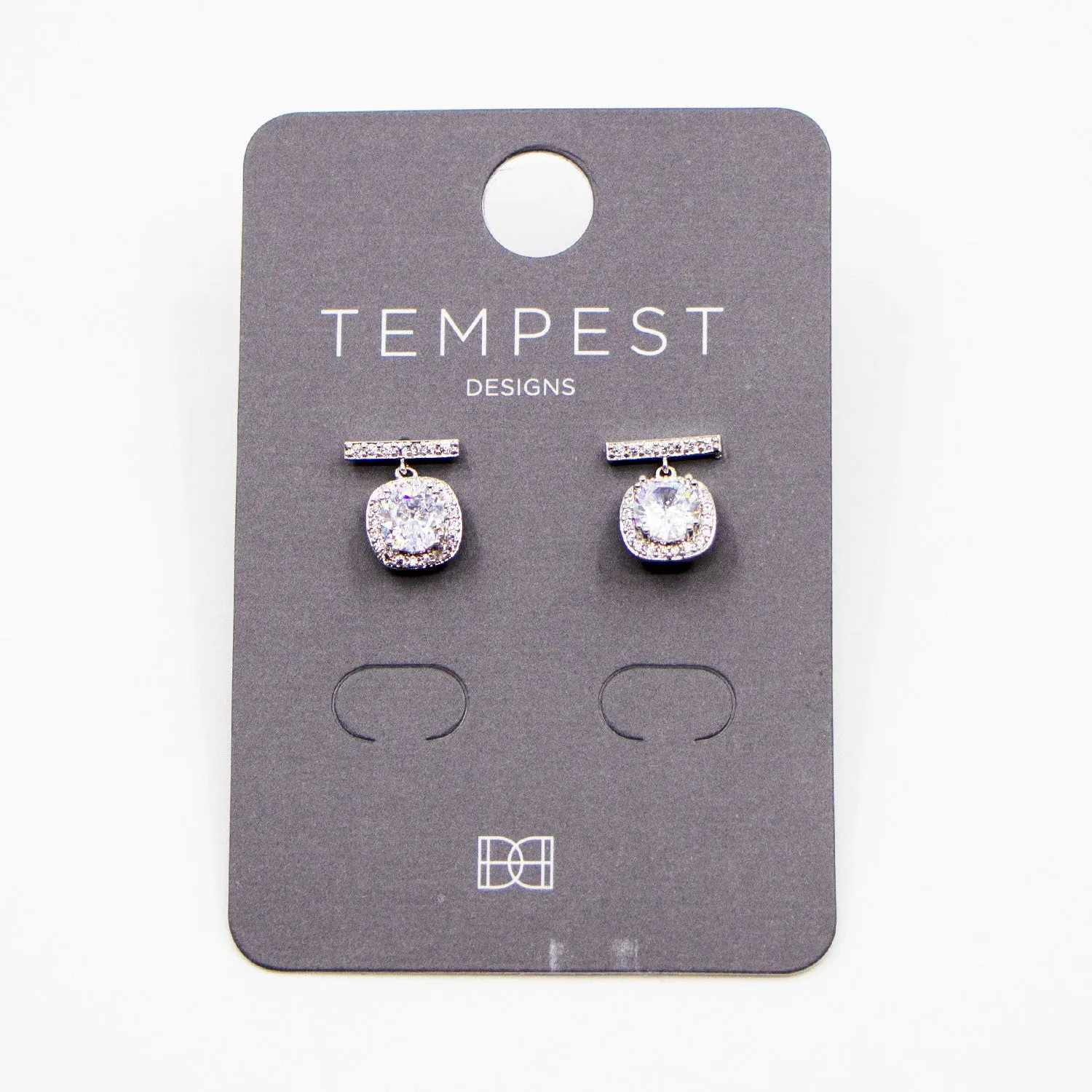 Cz bar and drop contemporary twist earrings
