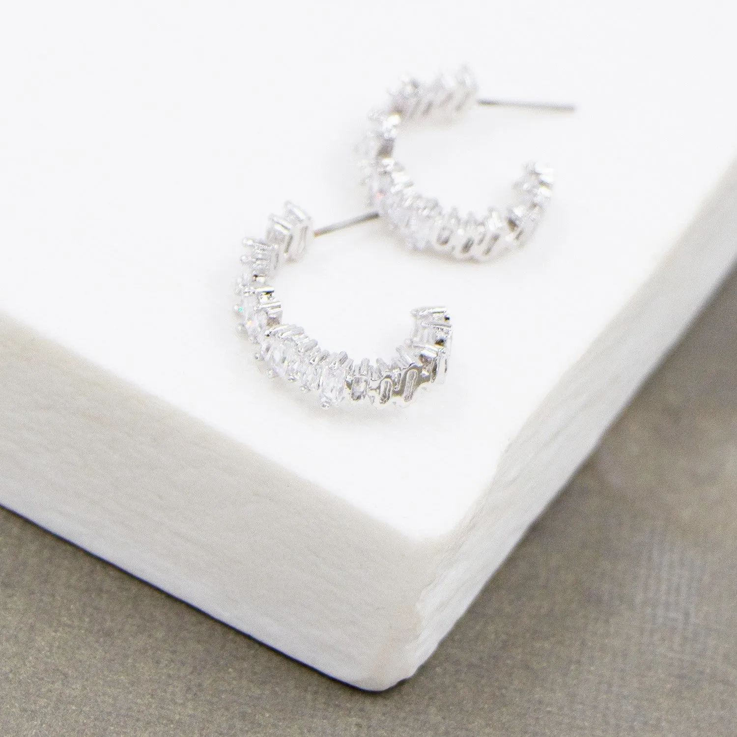 Cz contemporary hoop earrings