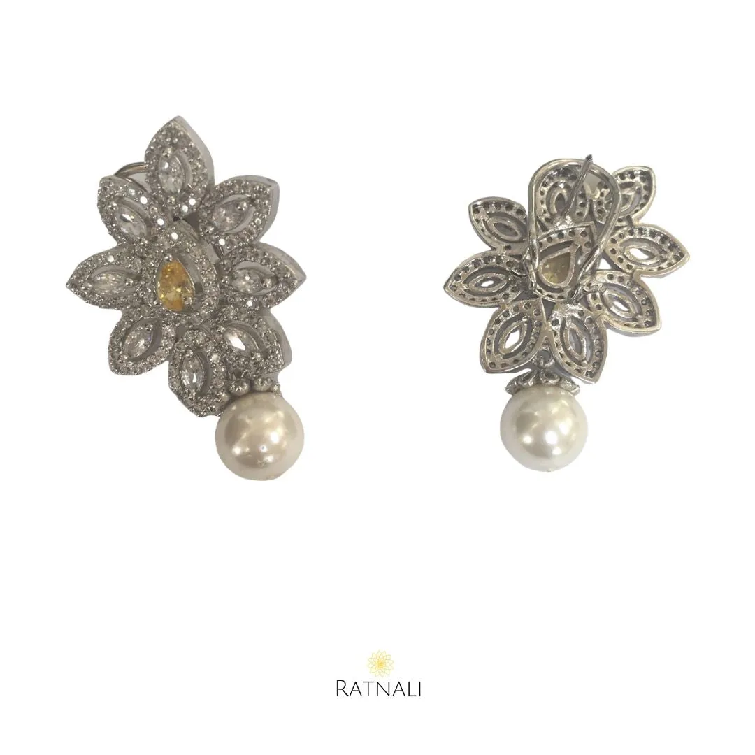 CZ Diamond Pearl Drop Earrings