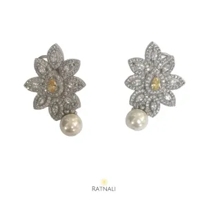 CZ Diamond Pearl Drop Earrings
