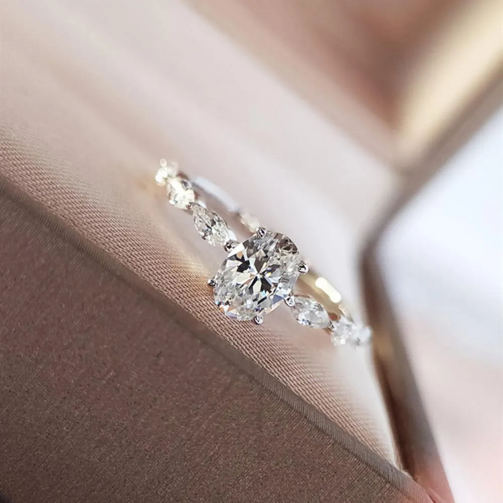 Dainty AAA Cubic Zircon Silver Color Delicate Proposal Ring