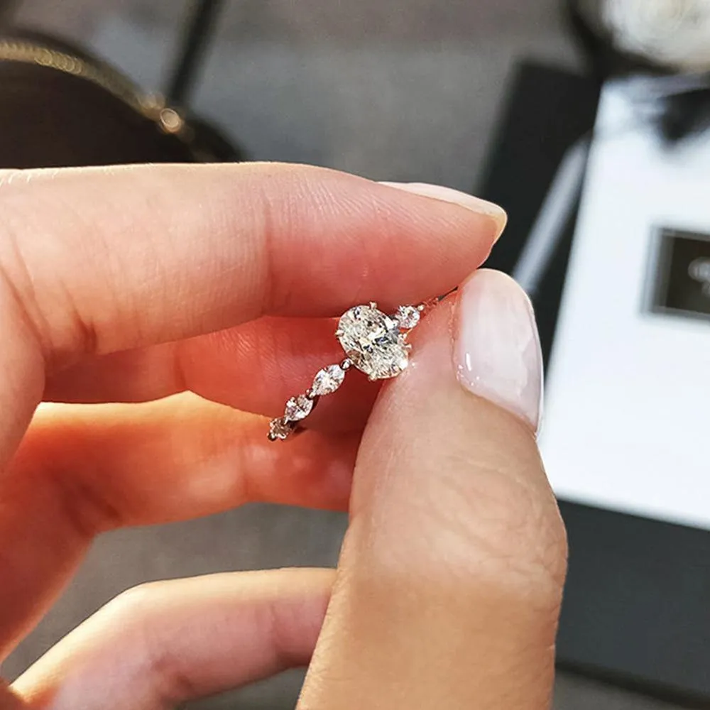 Dainty AAA Cubic Zircon Silver Color Delicate Proposal Ring