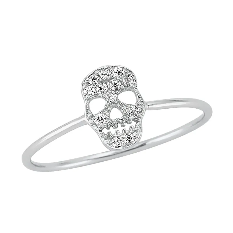 Dainty Delicate Simple Silver Skull Ring