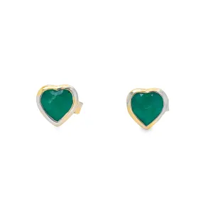 Dainty Emerald Heart Stud Earrings