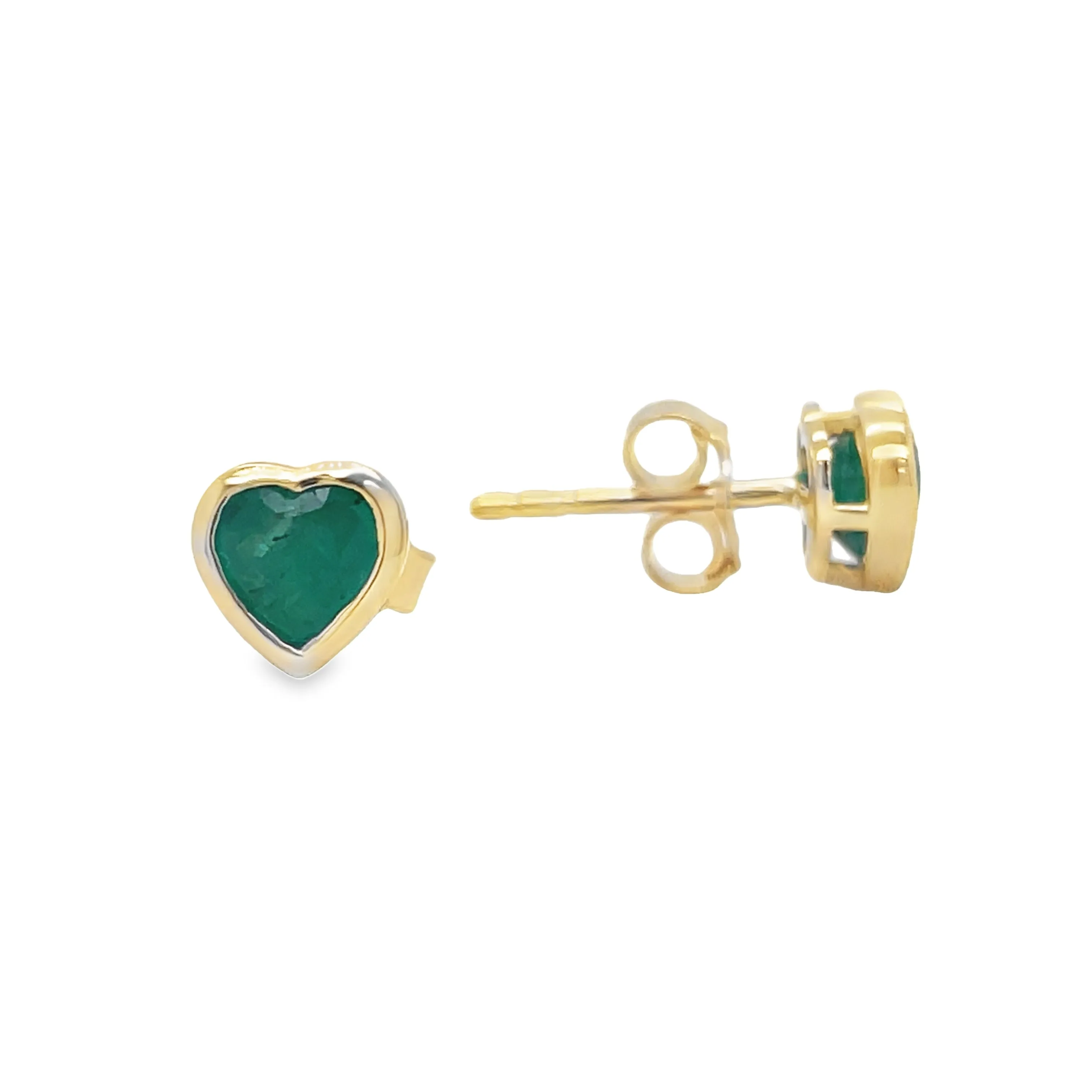 Dainty Emerald Heart Stud Earrings