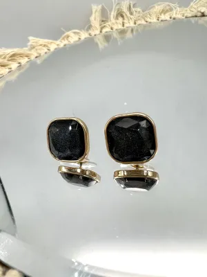 Dark Gray or Light Gray/ Silver Square Shape Post Back Earrings