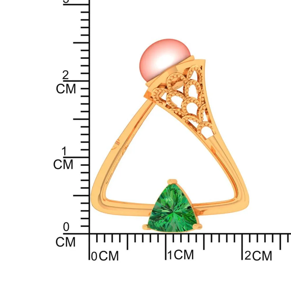 Dazzling Green Stone Set In 22k Triangular Gold Earrings