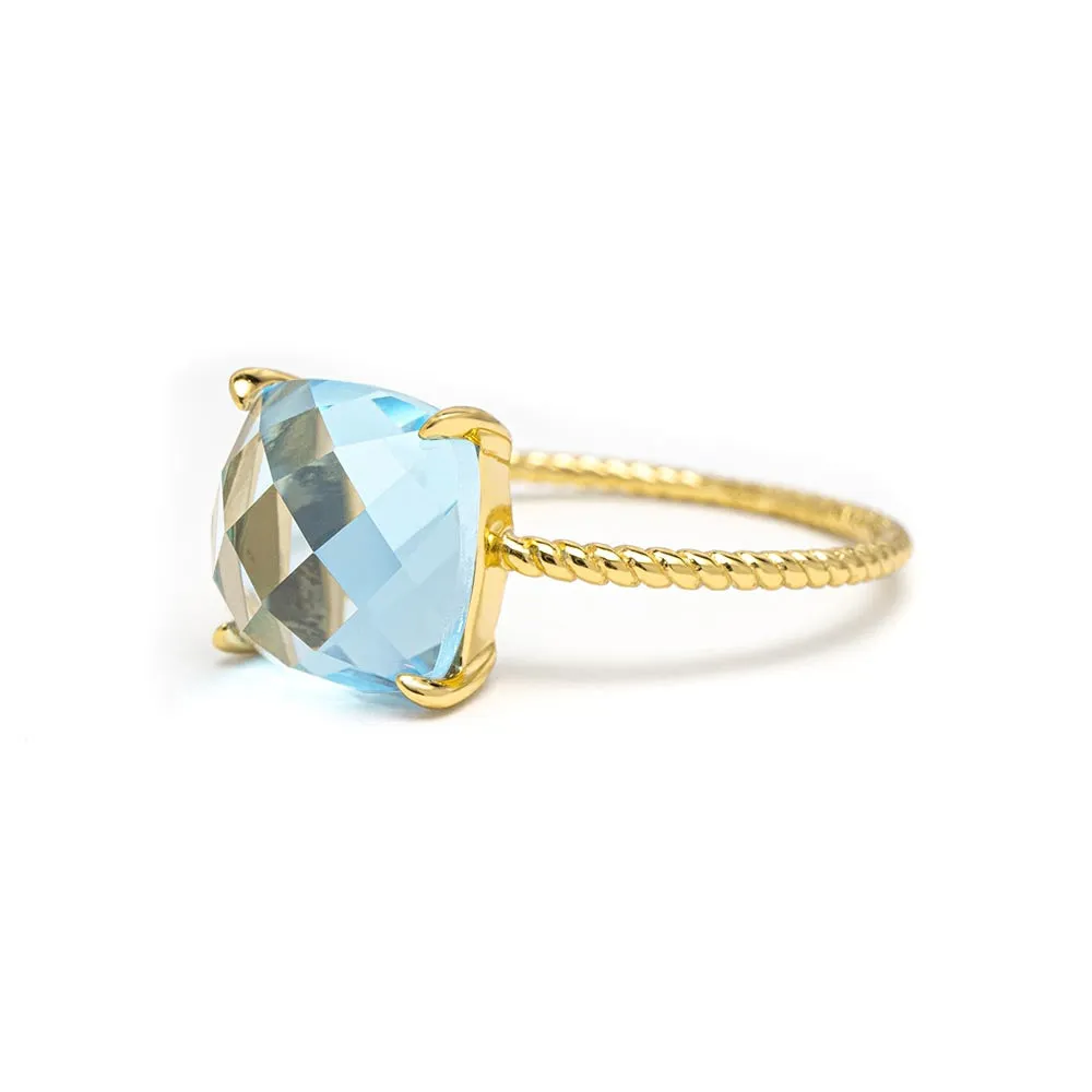 Delicate Cushion Blue Topaz Ring
