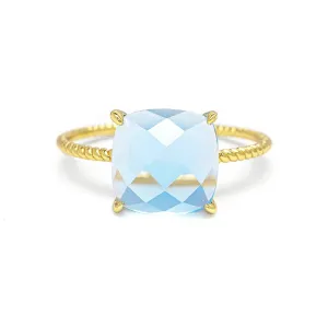 Delicate Cushion Blue Topaz Ring