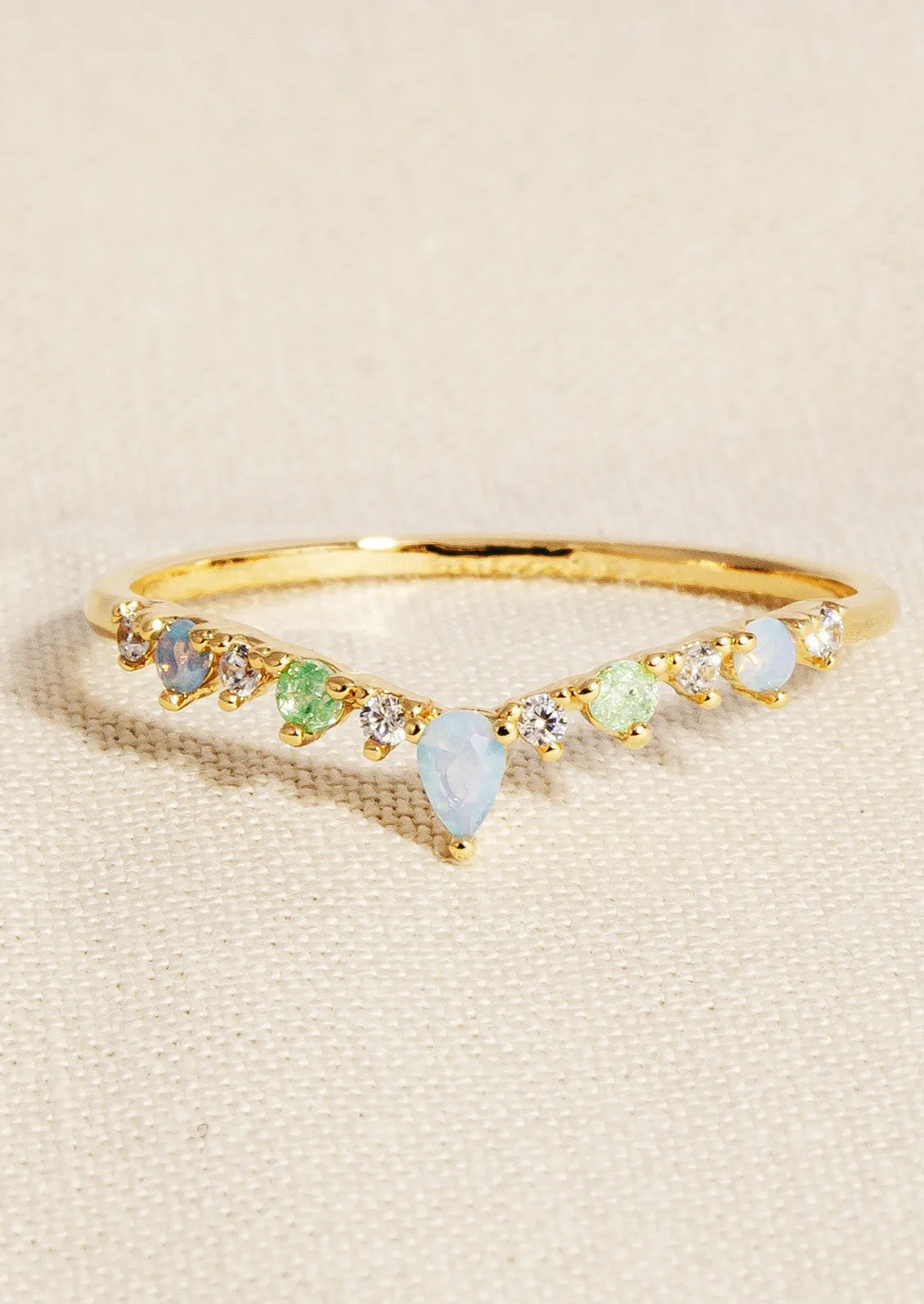 Delicate Gem Wishbone Ring