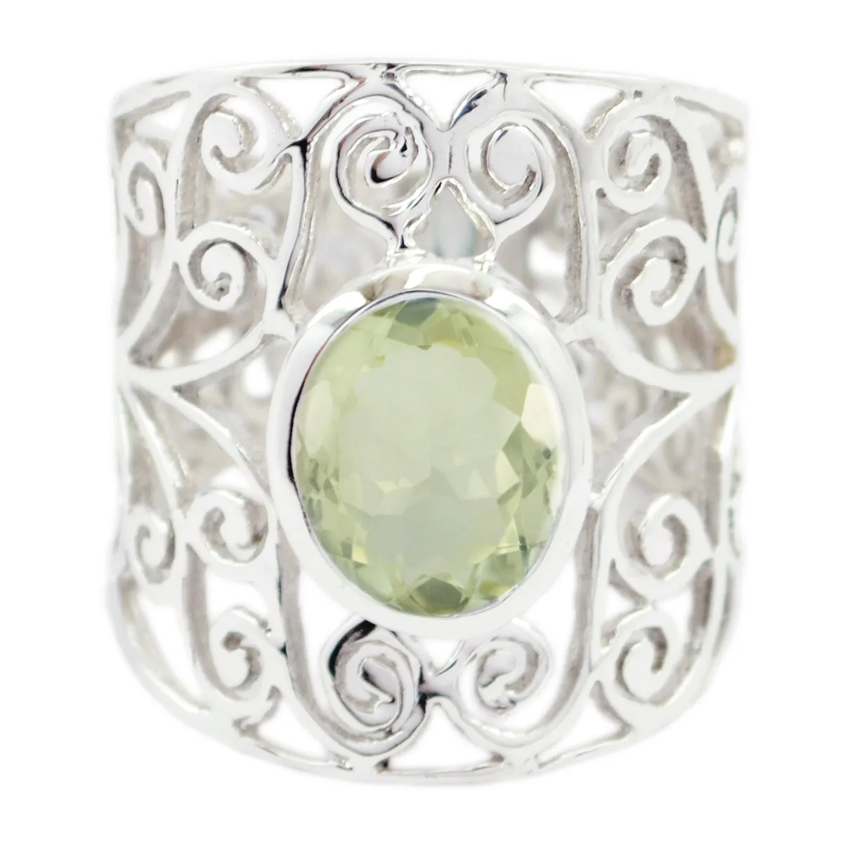 Delicate Gemstone Green Amethyst 925 Silver Ring Graduation Gift