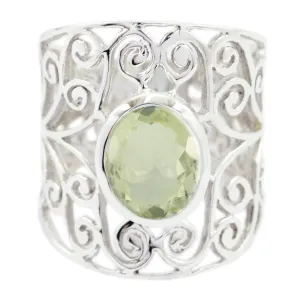 Delicate Gemstone Green Amethyst 925 Silver Ring Graduation Gift