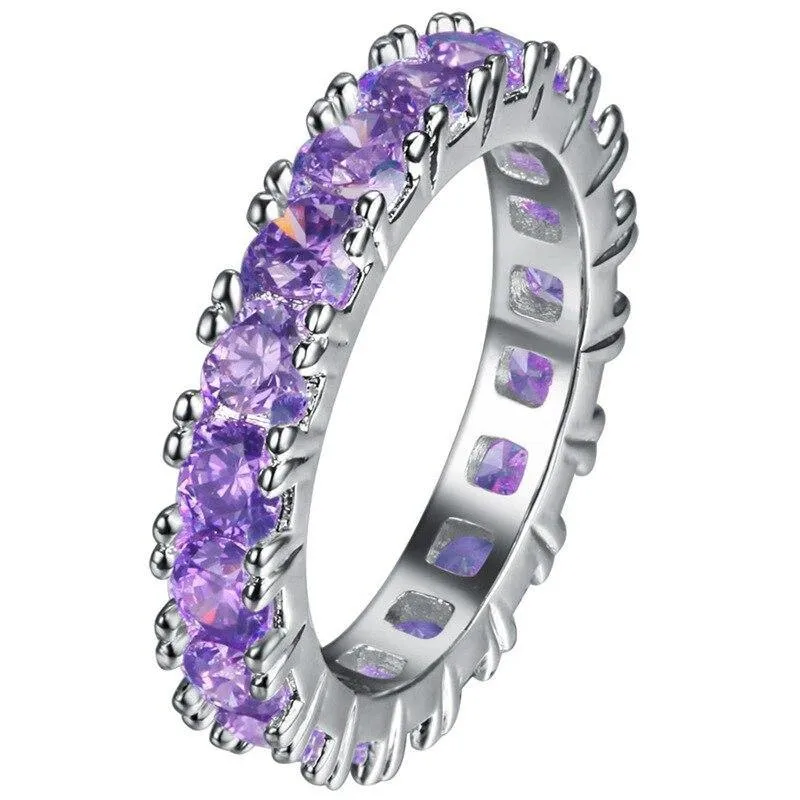 Delicate Jewelry Amethyst Powder Crystal Zircon Rings