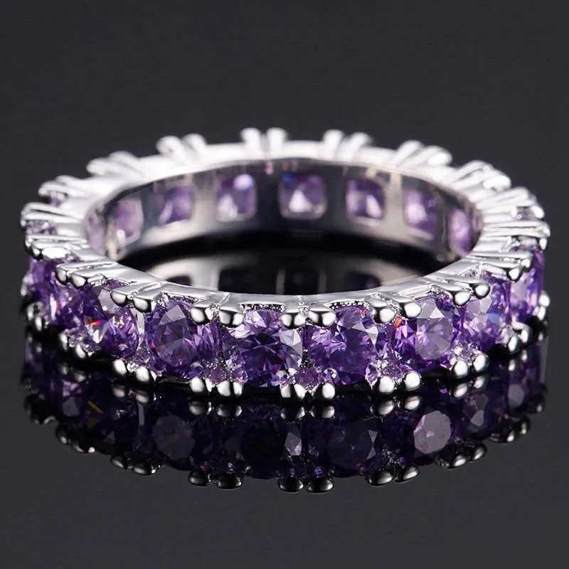 Delicate Jewelry Amethyst Powder Crystal Zircon Rings