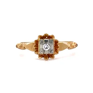 Delicate Retro Diamond Engagement Ring in 14k & 18k Gold