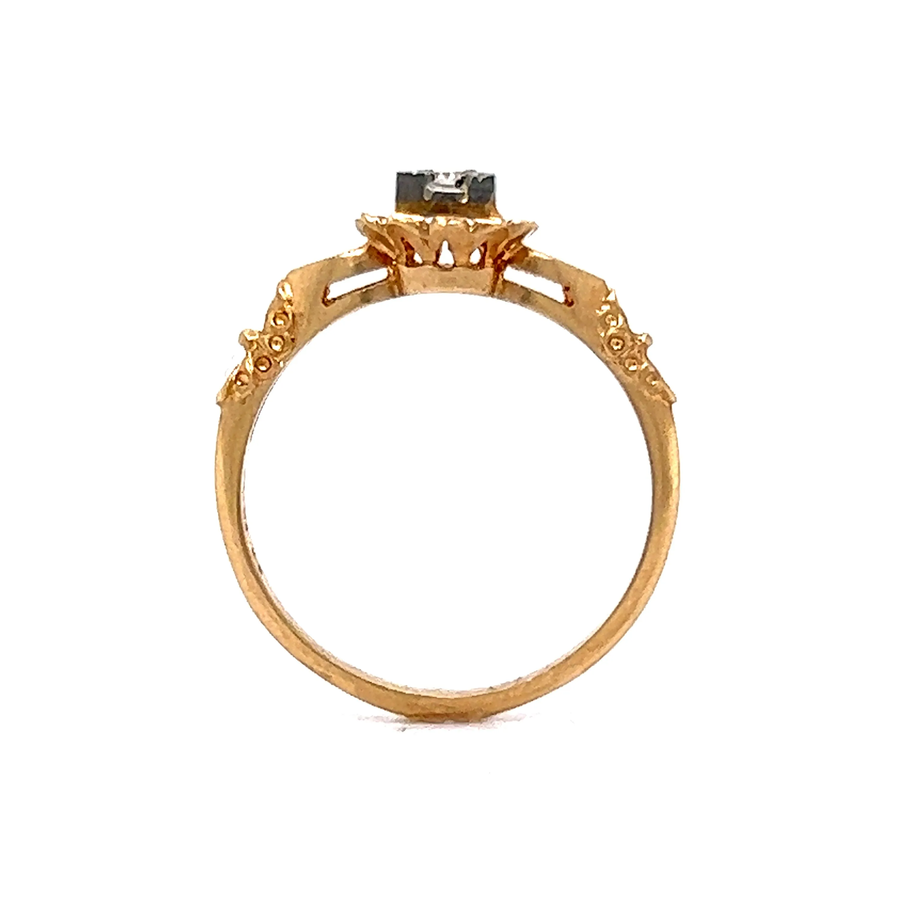 Delicate Retro Diamond Engagement Ring in 14k & 18k Gold