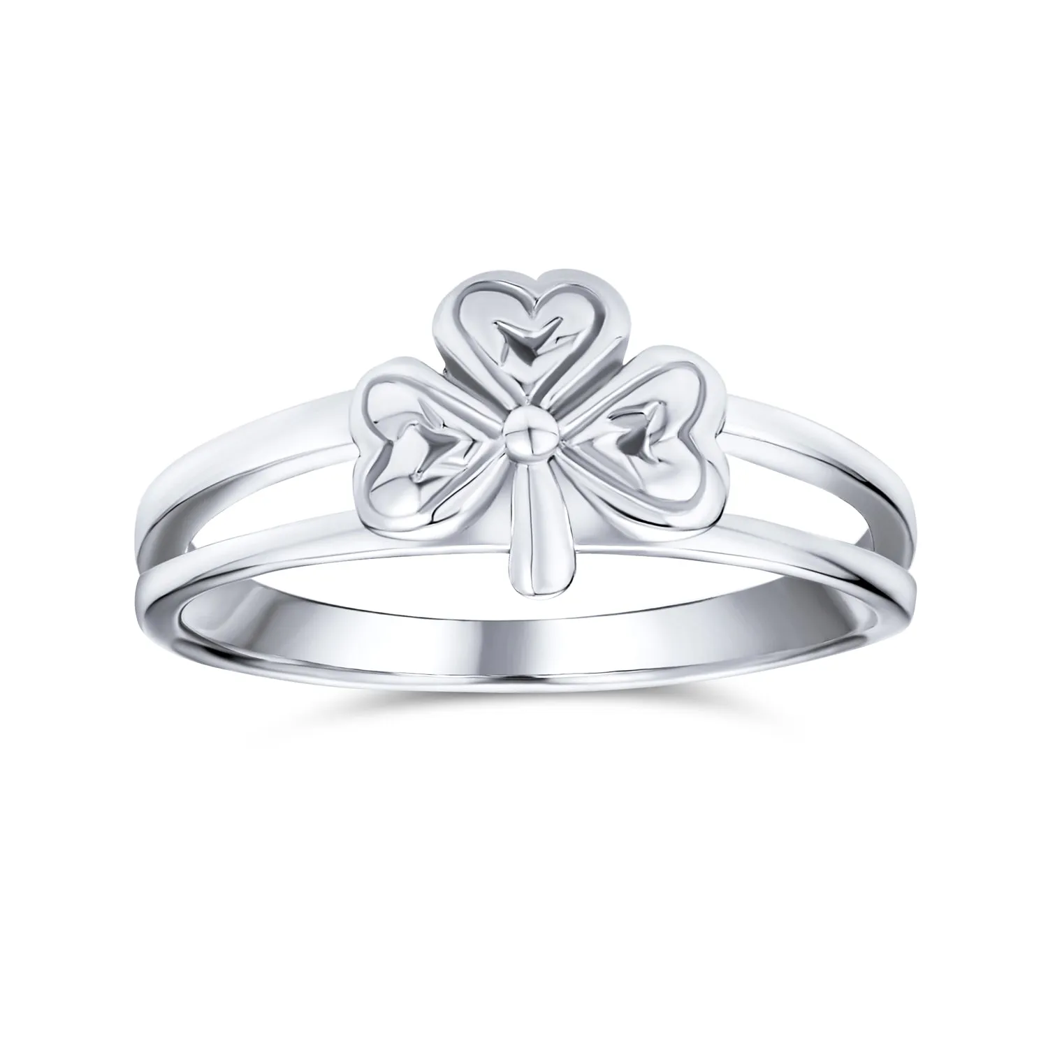 Delicate Silver Ring with Celtic Trinity Shamrock Clover Design Oxidized Finish