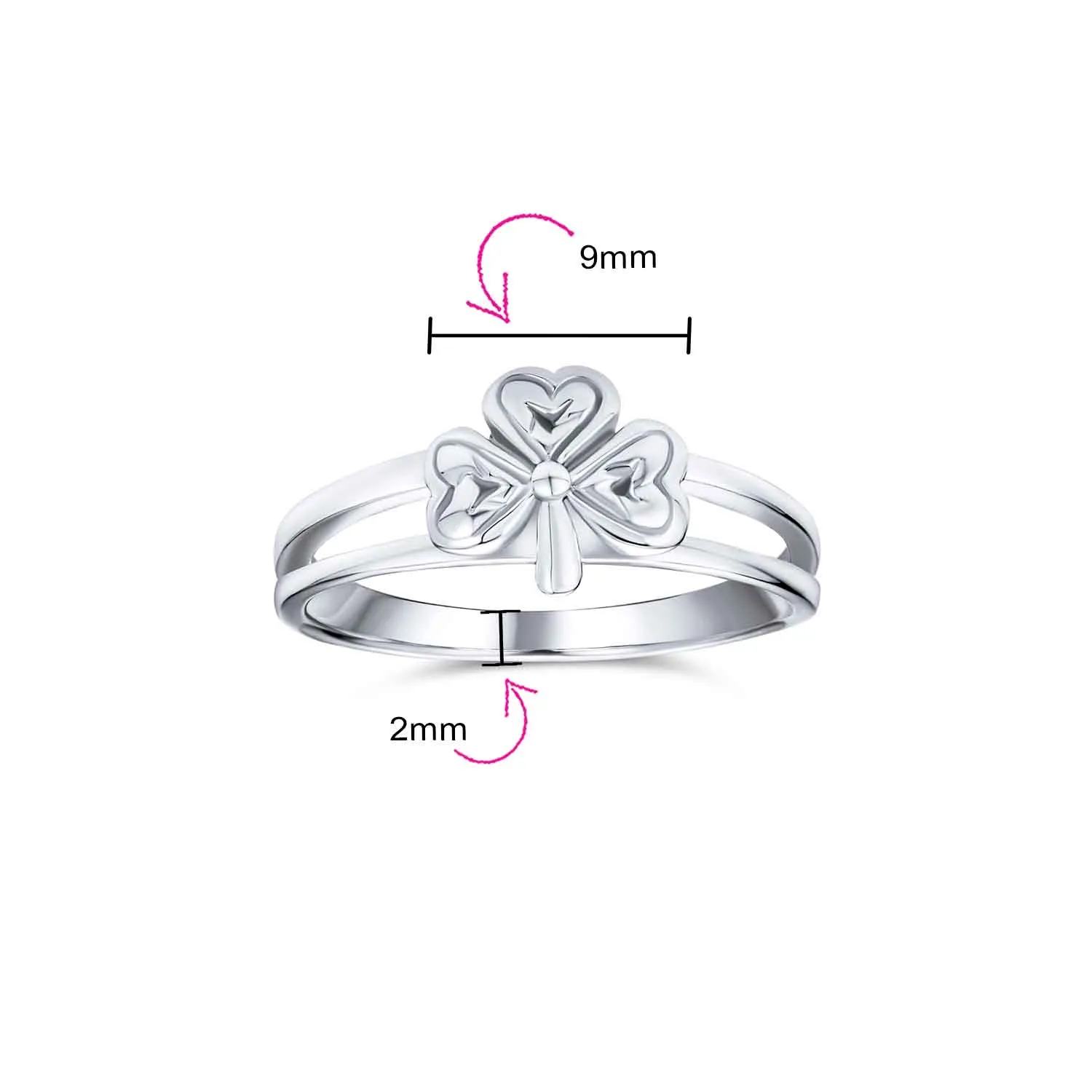 Delicate Silver Ring with Celtic Trinity Shamrock Clover Design Oxidized Finish