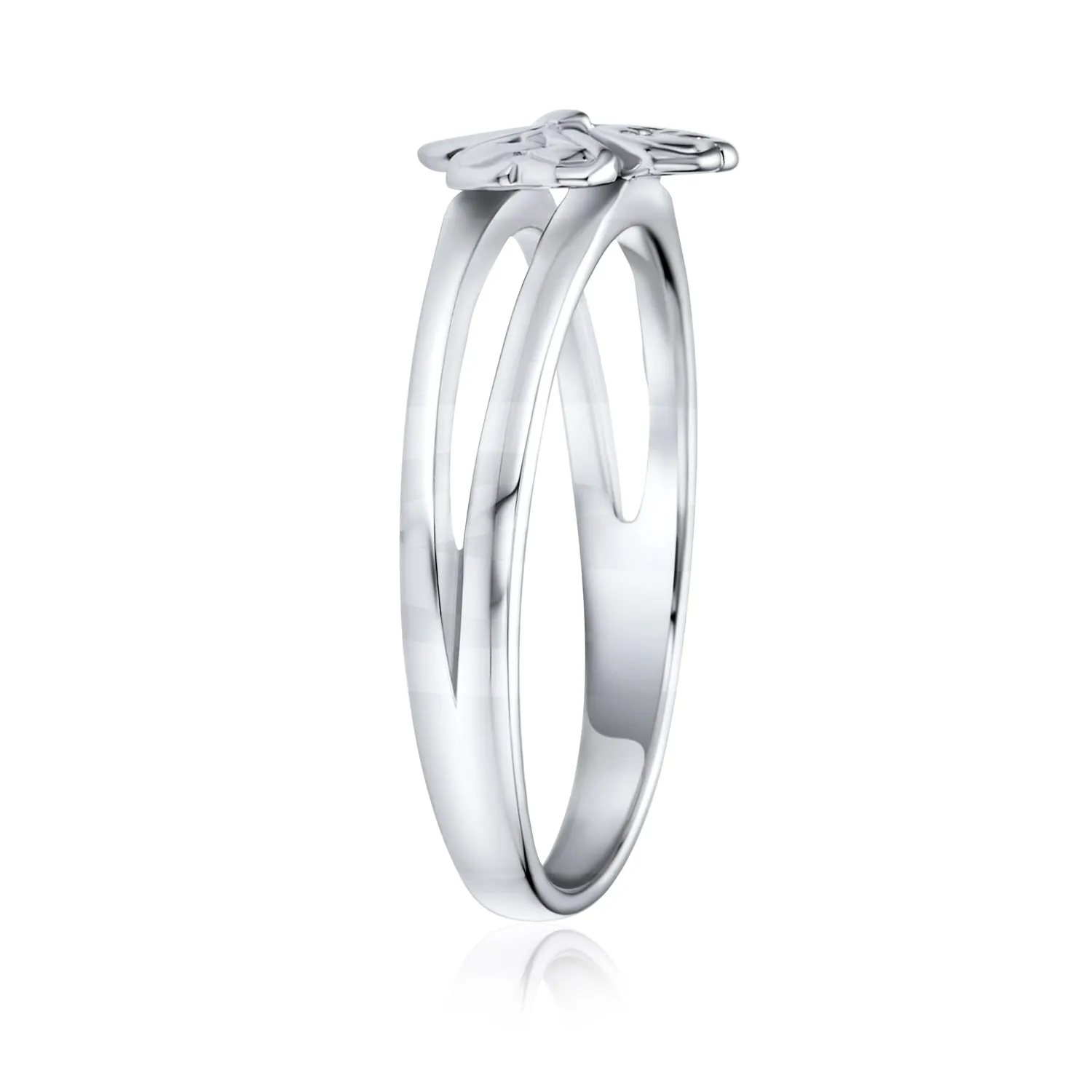 Delicate Silver Ring with Celtic Trinity Shamrock Clover Design Oxidized Finish