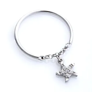 Delicate Simple Star Chain Ring in Sterling Silver