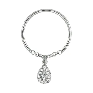 Delicate Simple Tear Drop Chain Ring in Silver