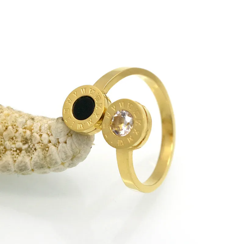 Delicate Zircon Roman Numerals Pattern Alliances Rings, Best Gift For Women Manual Mosaic Love Ring