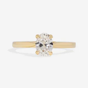 DELVIN | Oval Solitaire Diamond Set in 18ct Gold 0.75ct