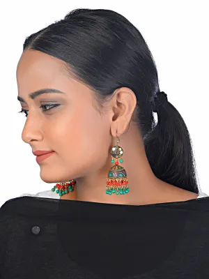 DESI COLOUR Black  Green Contemporary Jhumkas