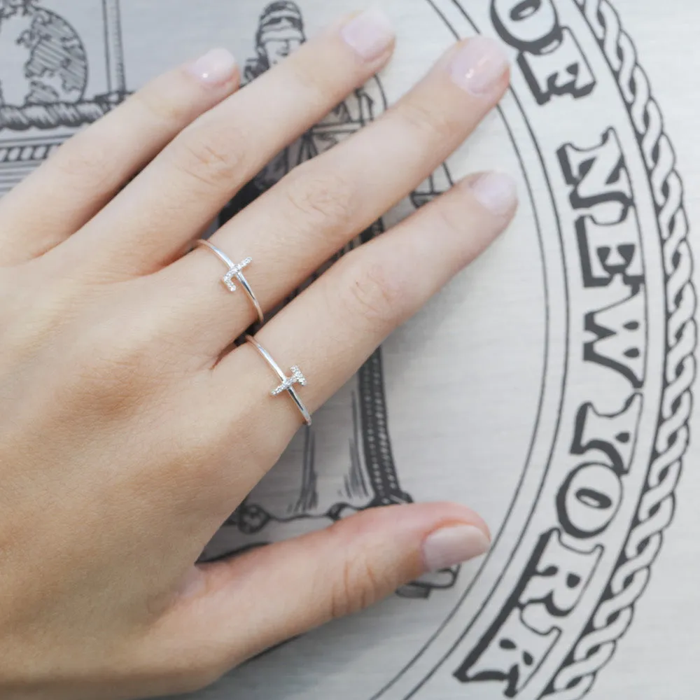 Diamond & Sterling Silver Initial Ring-All Letters