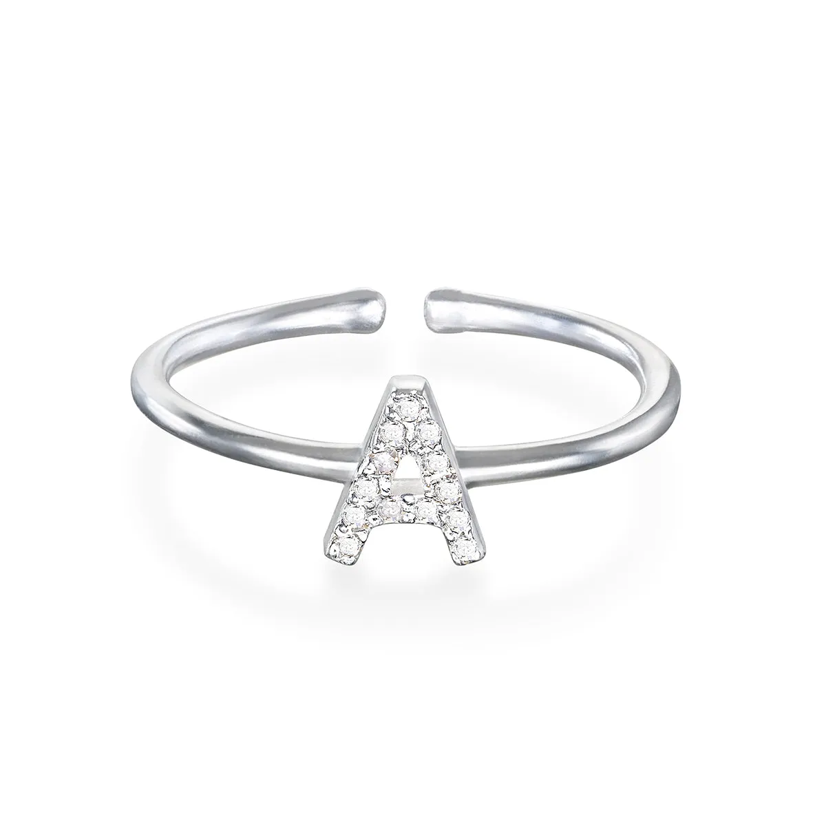 Diamond & Sterling Silver Initial Ring-All Letters