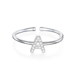 Diamond & Sterling Silver Initial Ring-All Letters