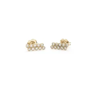Diamond Milgrain Bezel Double Row Earrings