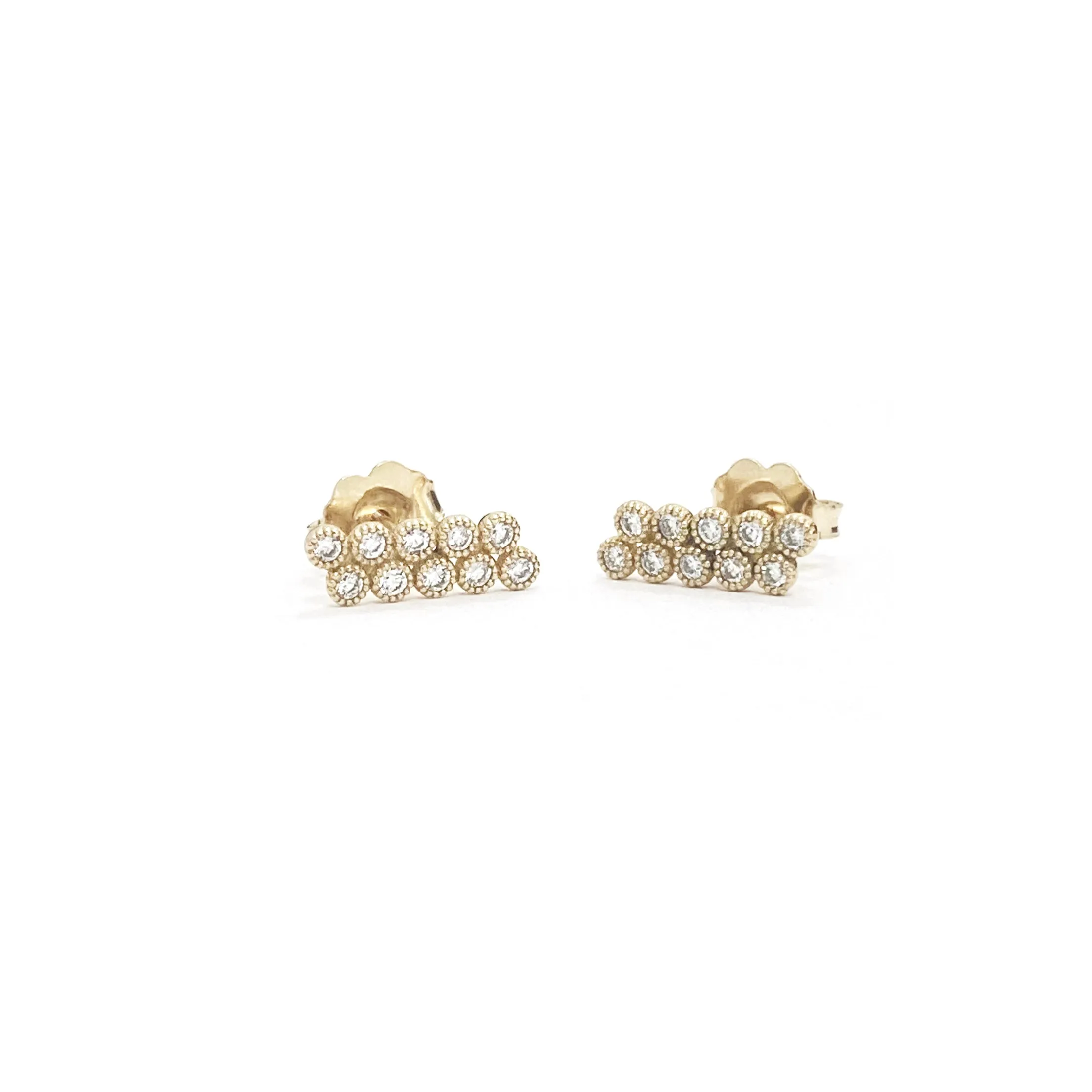 Diamond Milgrain Bezel Double Row Earrings