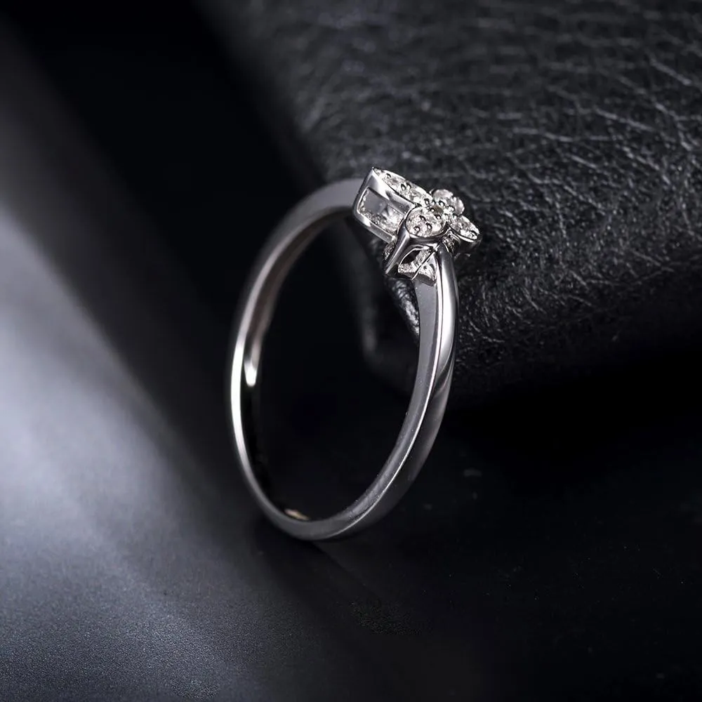 Diamond Rings For Women, 14K White Gold Rings - Real Diamond Ring, Natural Diamond Vintage Butterfly Bridal Ring Set For Couple Wedding & Engagement Ring