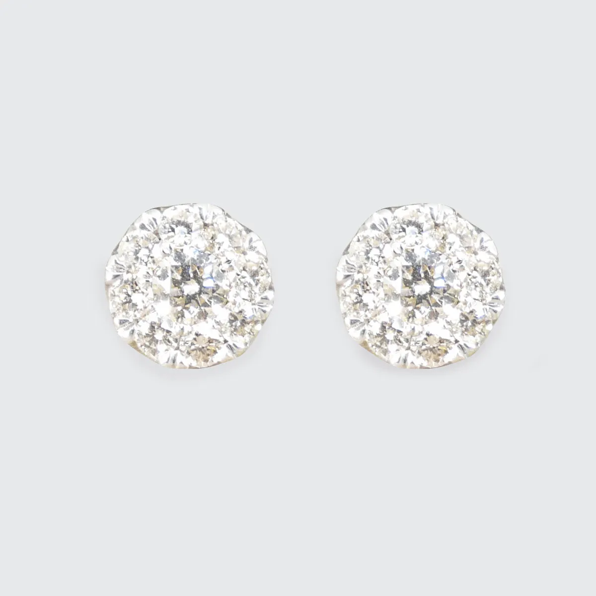 Diamond Single Stone Illusion Stud Earrings in White Gold