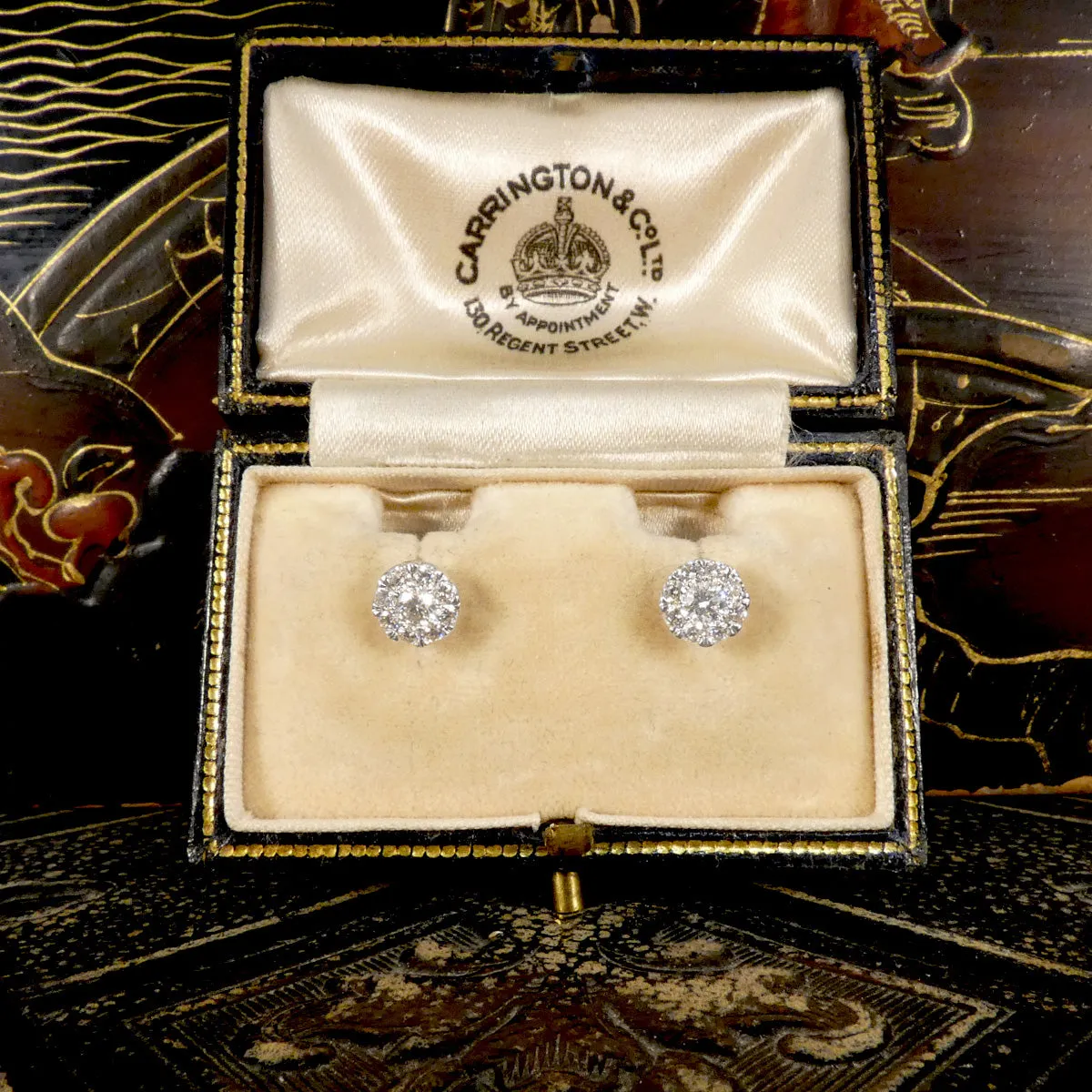 Diamond Single Stone Illusion Stud Earrings in White Gold