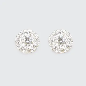 Diamond Single Stone Illusion Stud Earrings in White Gold