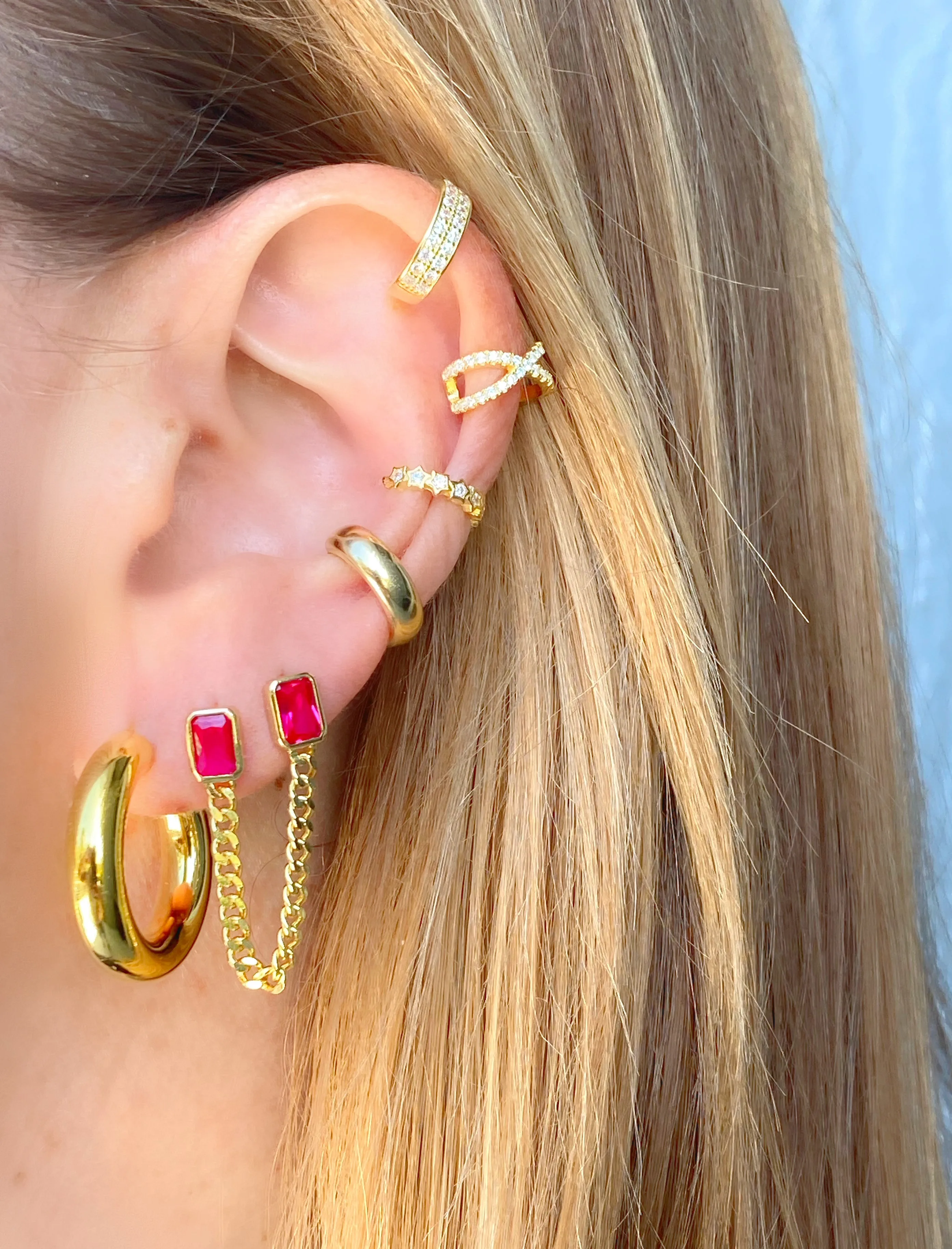 Double Bezel Cuban Chain Earring